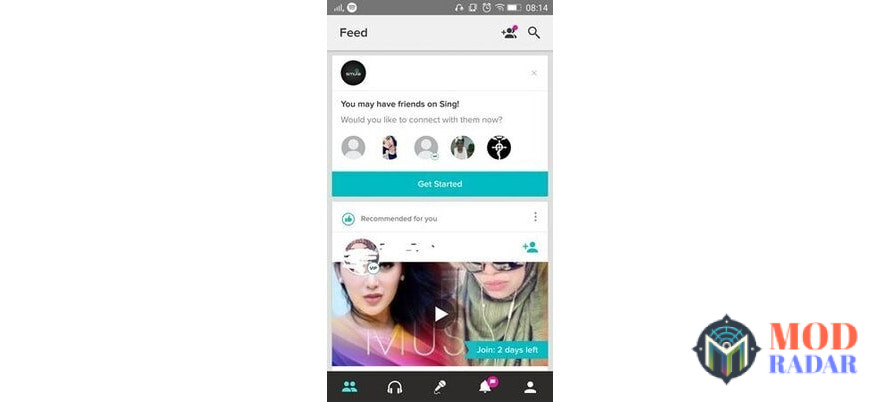 Menu Feed di smule mod apk