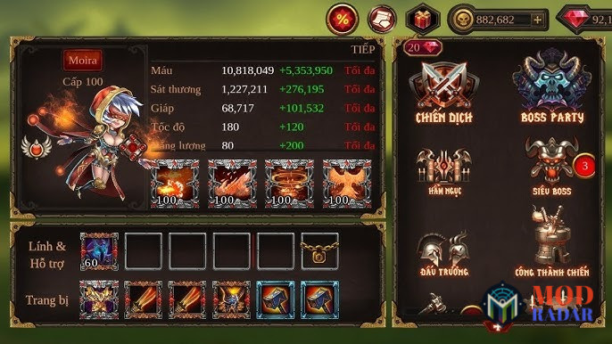 Hệ thống nhân vật đa dạng Hack Epic Heroes War