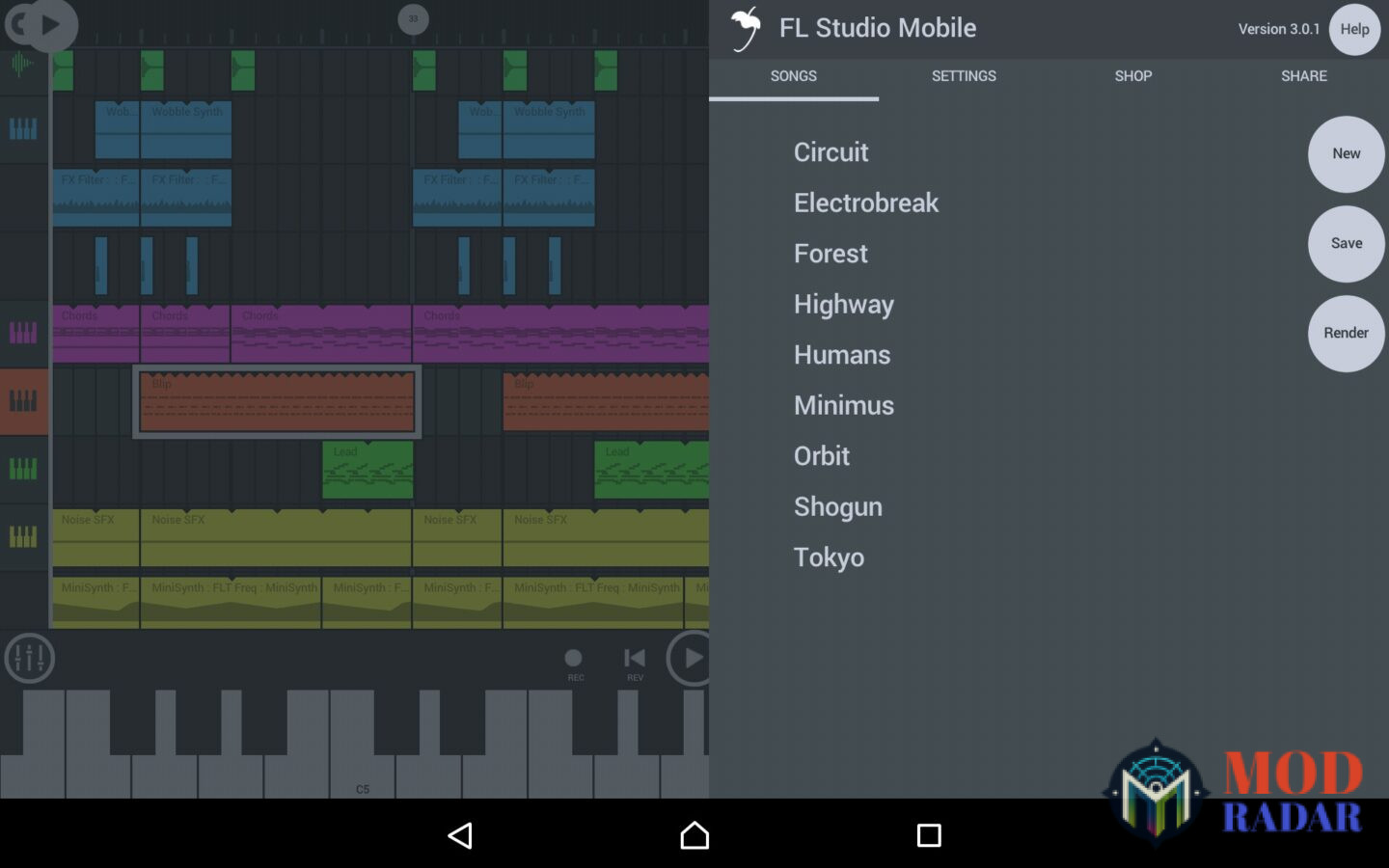 Hỗ trợ xuất file của FL Studio Mobile APK