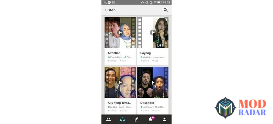 Menu Listen di smule mod apk