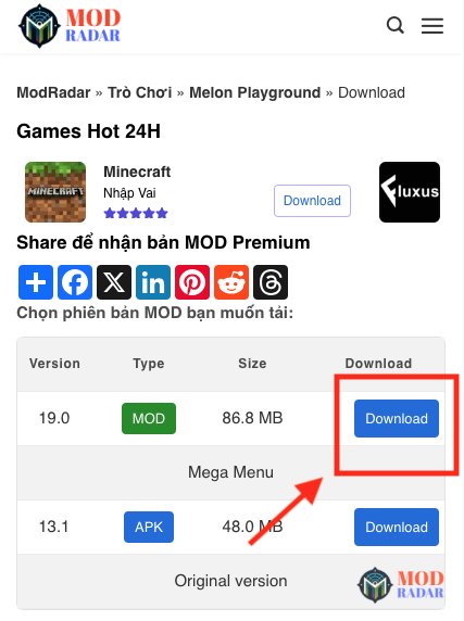 Nhấn chọn nút "Download" để tải xuống file apk