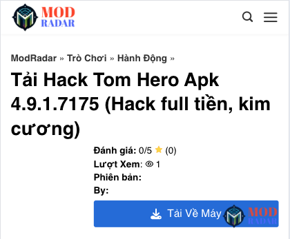 Bấm nút Tải Về Máy để tải xuống Hack Tom Hero