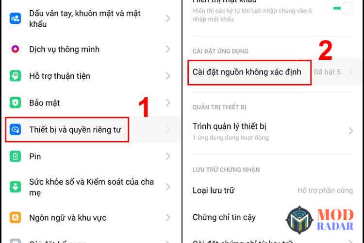 Cách bật cho phép ứng dụng không rõ nguồn gốc