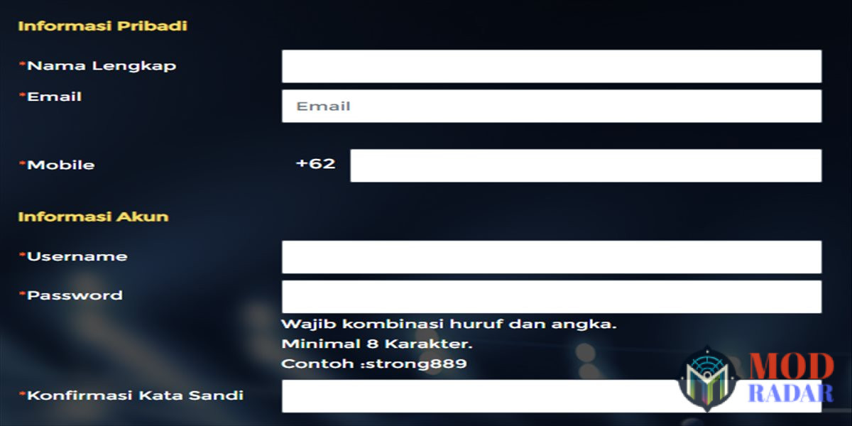 Cara Daftar Harmonibet Mengisi Info Pribadi