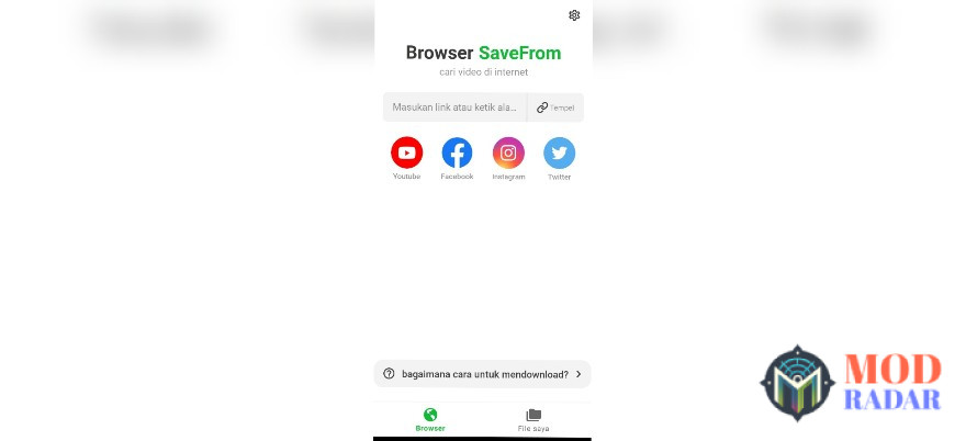 Tampilan Awal Savefrom APK