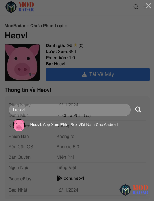 Tìm kiếm ứng dụng Heovl