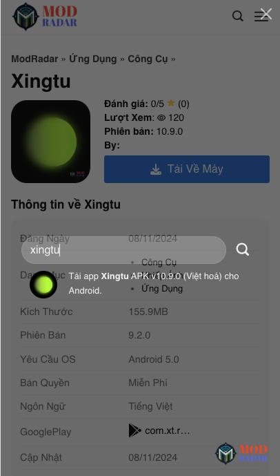 Tim kiếm ứng dụng Xingtu