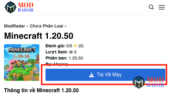 Tải file Apk của Minecraft 1.20.50