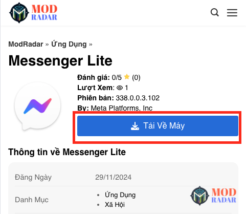 Tải Messenger Lite Apk về máy