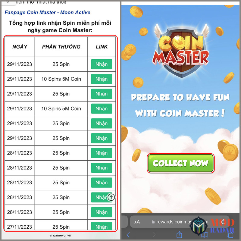 Nhận Spin Coin Master trên trang Gamevui ngay hôm nay