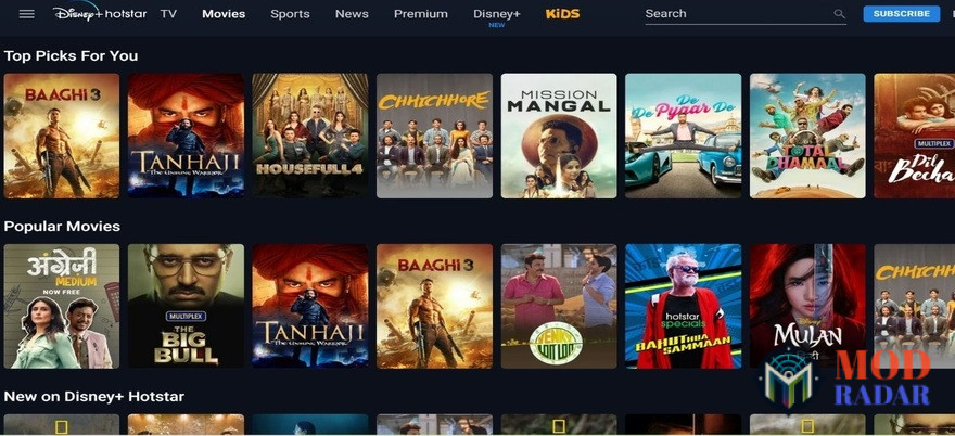 Hotstar Mod APK Movie List