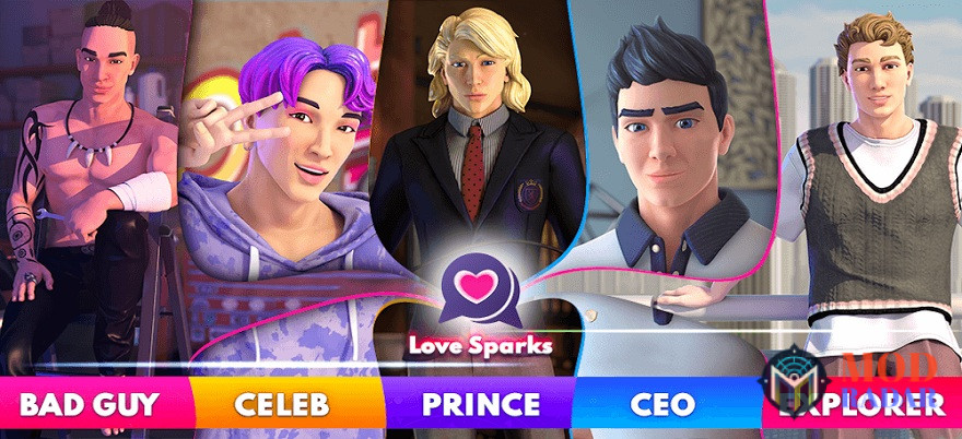 Match dengan Banyak Karakter di Love Sparks Mod Apk