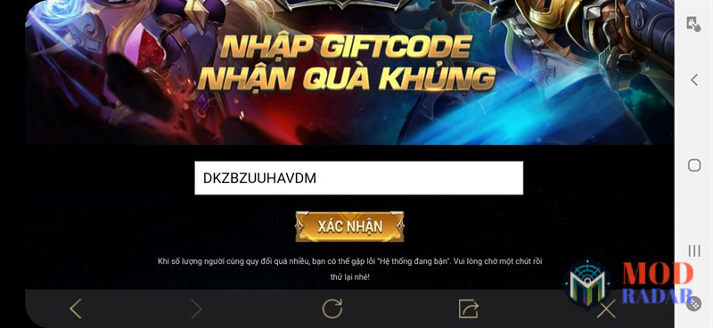 Hướng dẫn nhập code Liên Quân Mobile cho Android