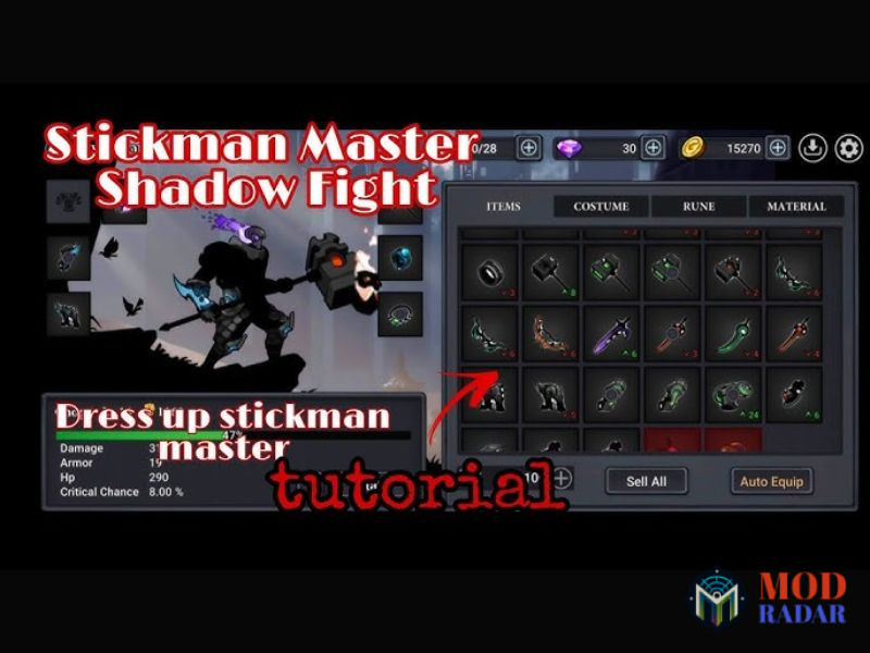 Hệ Thống Trang Bị V&agrave; N&acirc;ng Cấp Đa Dạng Trong Stickman Master Hack