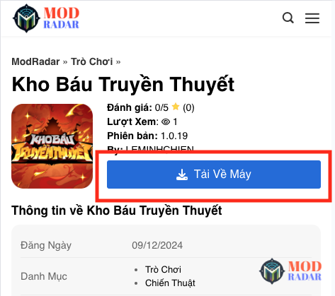 Nhấn nút Tải Về Máy để tải xuống Hack Kho Báu Truyền Thuyết