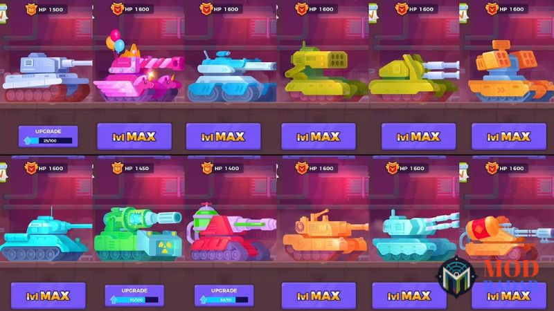 Mở Kh&oacute;a H&agrave;ng Loạt Xe Tăng V&agrave; Vũ Kh&iacute; Tối T&acirc;n Trong Tank Stars Hack