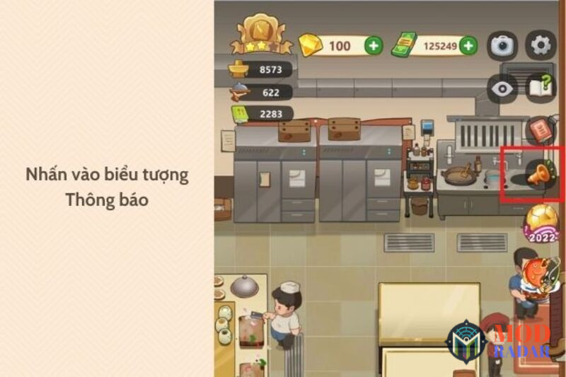 Bước 2: Ở giao diện chính của game, bạn hãy tìm biểu tượng "Thông báo".