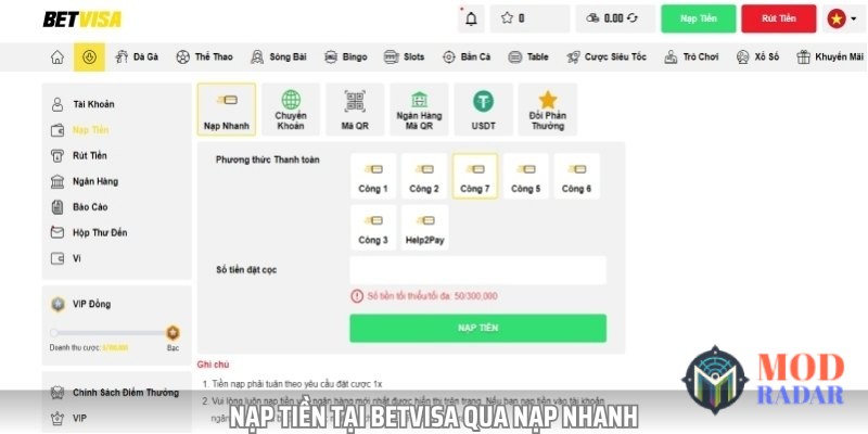 nap tien tai betvisa nap nhanh Cách Nạp Tiền Tại Betvisa Không Lỗi, Xử Lý Trong Tích Tắc Nạp tiền tại Betvisa qua nạp nhanh với thao tác cực kỳ đơn giản, tiện lợi