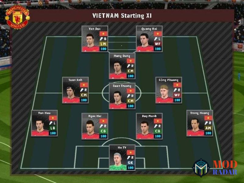 Tùy chỉnh đội hình trong Dream League Soccer 2019 MOD Tiger Vô Hạn Tiền