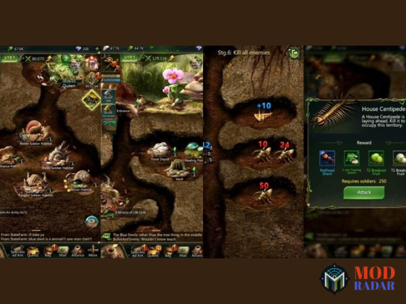 Xây dựng tổ kiến và thu thập tài nguyên trong Hack Ant Legion