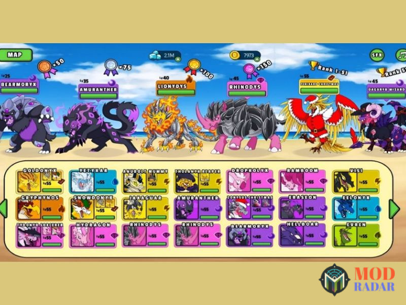 dynamons world 2 Tải Dynamons World Mod APK (Rồng Max Level, Vô Hạn Tiền, Đĩa) v1.12.61 Tiến Hóa Và Nâng Cấp Kỹ Năng Chuyên Sâu Trong Dynamons World Mod APK